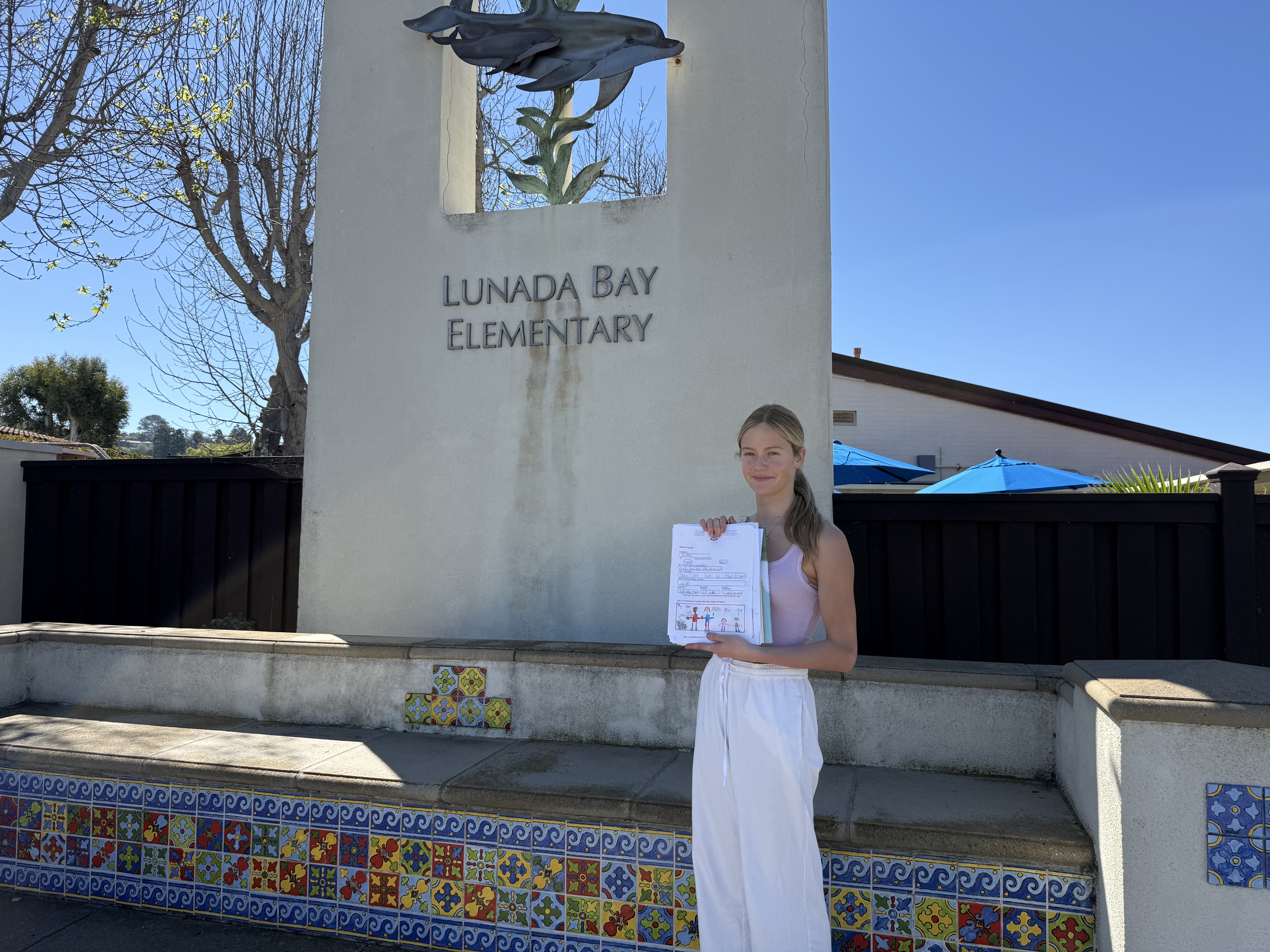 Grace outside Lunada Bay Elementary