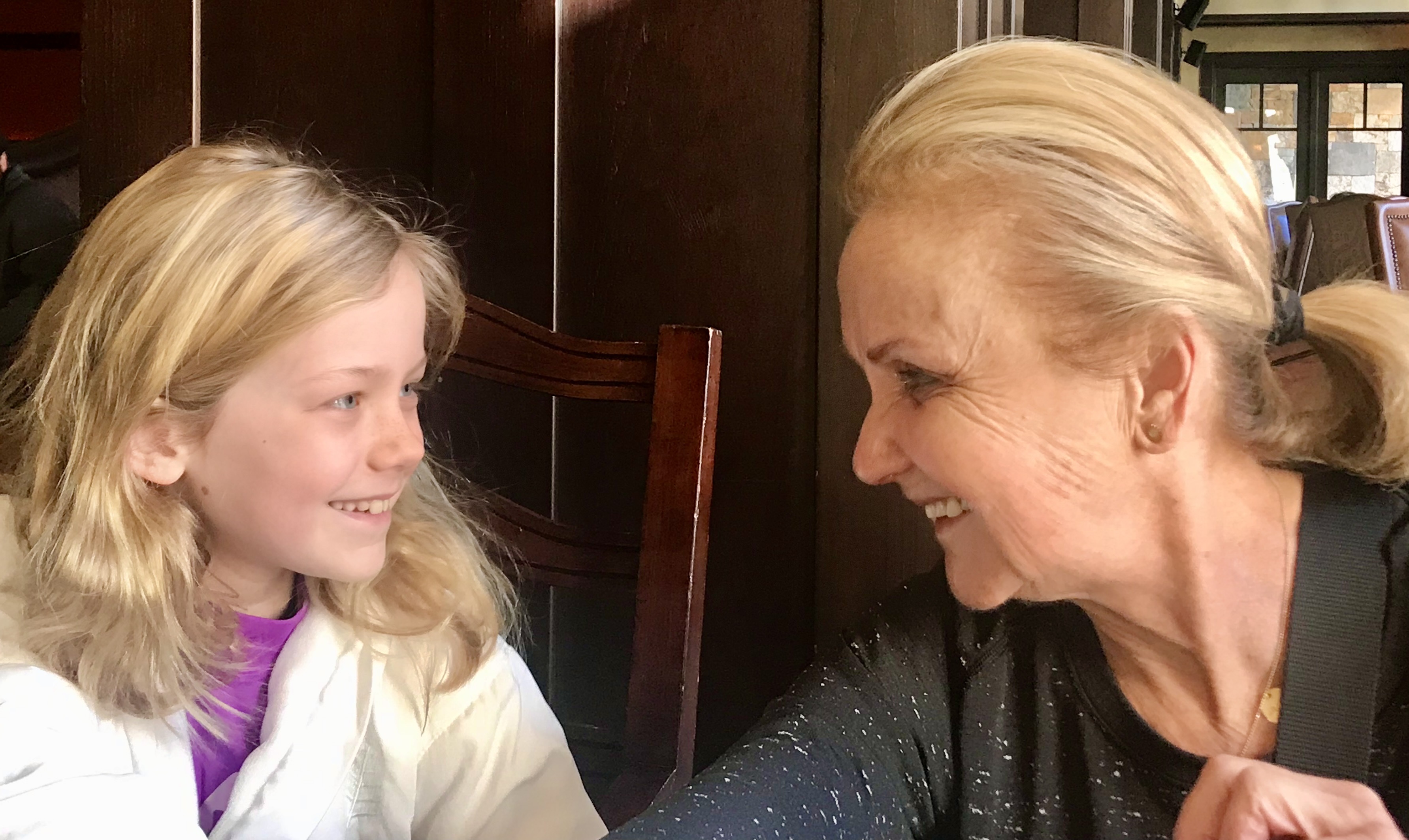 Grace and her grandma JoAnn laughing together