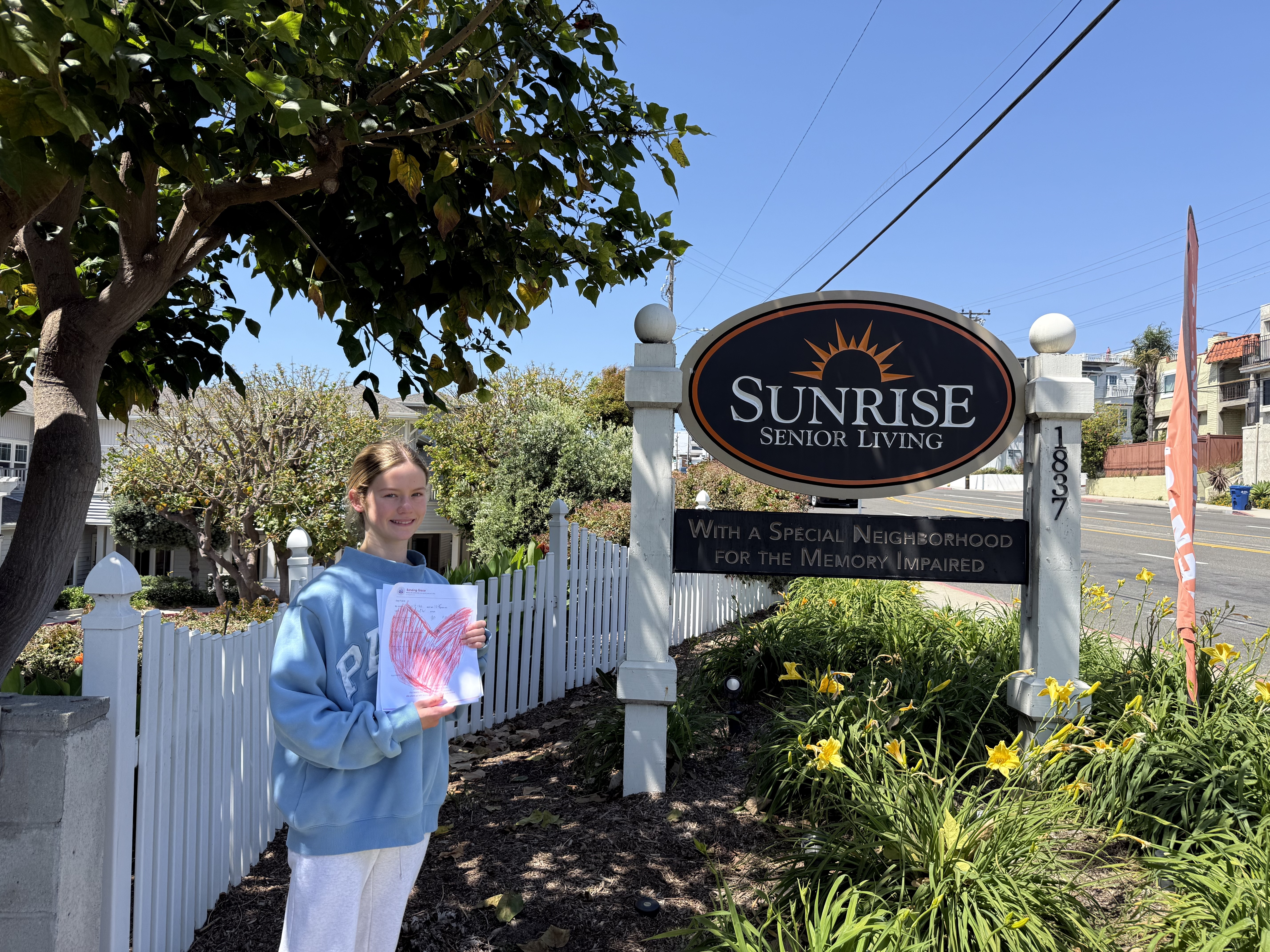 Grace outside Sunrise Senior Living Manhattan Beach